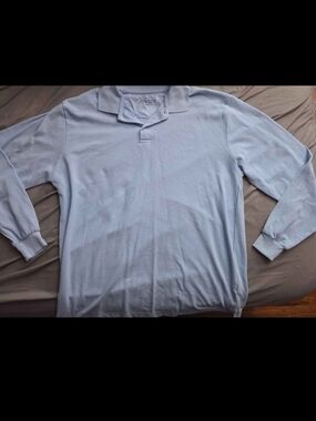 Galaxy By Harvic Pale Blue Long-Sleeve Polo